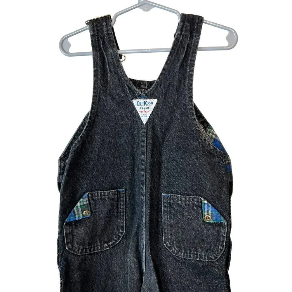 OSHKOSH B'GOSH Vintage Overalls 100% Cotton in Black Boys Size 3T